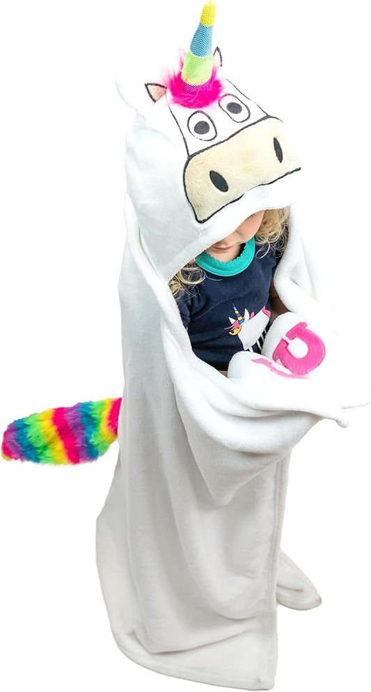 Lazy One Wearable Hooded Blanket for Kids, Animal Hooded Blanket (Unicorn)