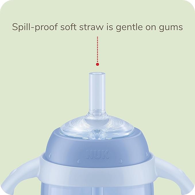 NUK Learner Straw Cup 10oz - Toddler Cup with Soft Straw for Easy Drinking Suitable for Ages 8 Months and Up (Pack of 6)
