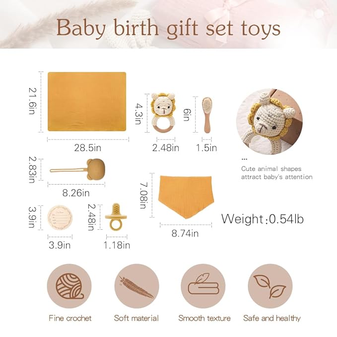 EERKEOD Baby Gift Set for Newborn New Baby Gift Set - Newborn Baby Essentials Baby Bath Set with Baby Blanket Baby Rattle - New Born Baby Girls Gift & Baby Boy Gifts for Baby Shower