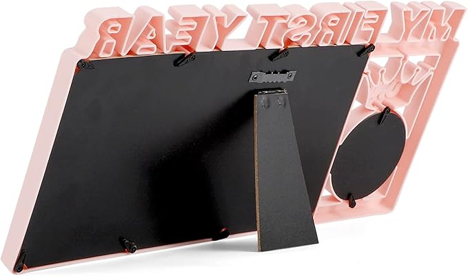 ESTAMICO Baby Picture Frames My Frist Year Photo Keepsake for Baby 1-12 Months Memory, Pink