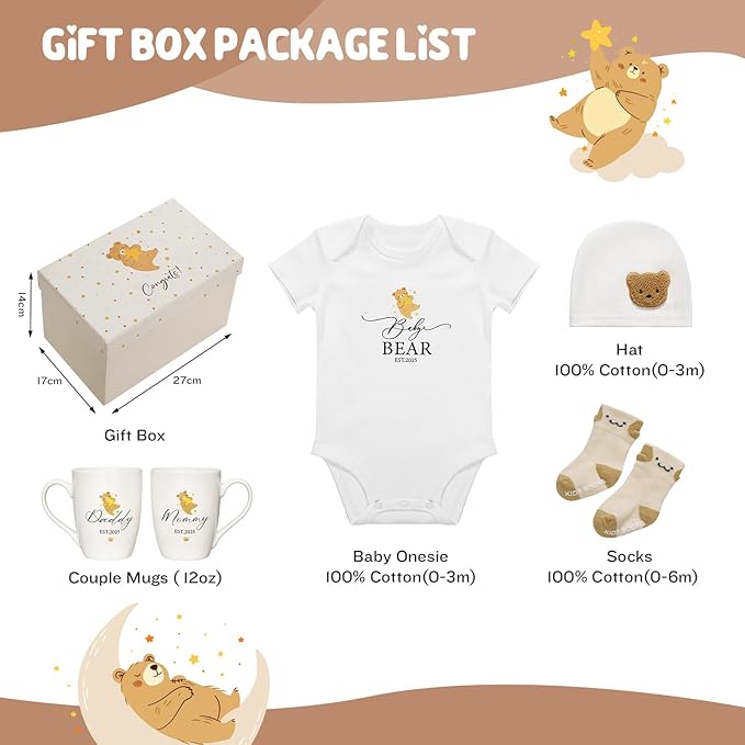 AW BRIDAL New Mom Gifts for Women, Pregnancy Gifts for New Parents First Time Moms, 2025 Gender Reveal Gift with Mom and Dad Coffee Mugs for Expecting Parents to Be, Baby Shower