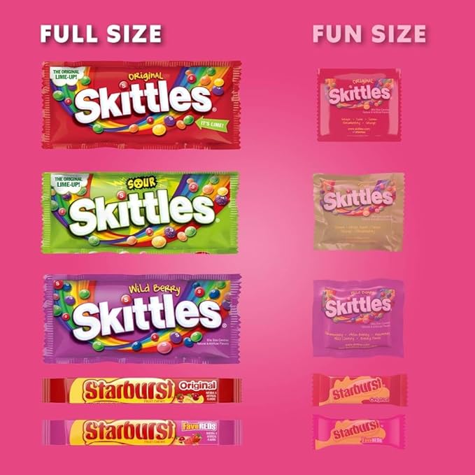 SKITTLES & STARBURST Variety Pack Full Size Chewy Candy Assortment, 37.05 oz, 18 Bars
