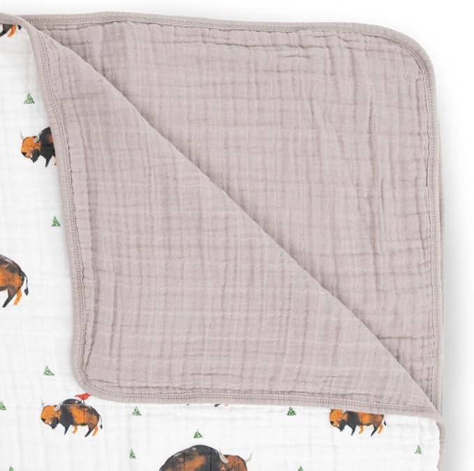 Little Unicorn Original Premium Cotton Quilt | Multi-Layered & Extra-Soft Muslin Fabric |for Babies & Toddlers (Bison)