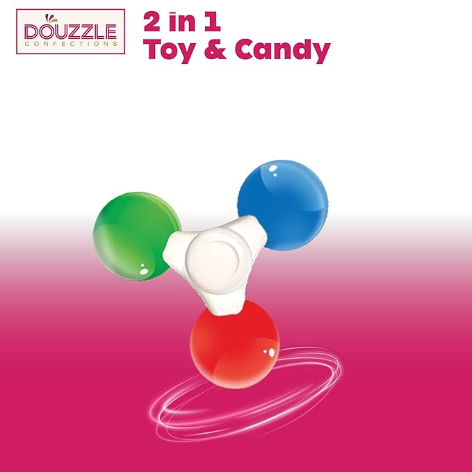 DOUzzle Back To School Candy Fidget Spinner, Hard Candy Lollipop 3 Flavors (12 count, 1 Pack) Individually Wrapped, Party Favor, Goodie Bag & Pinata Filler - Kosher Parve