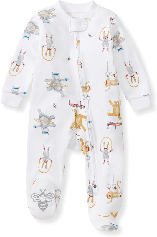 Burt's Bees Baby Baby Girls Pajamas, Zip Front Non-Slip Footed Sleeper Pjs, 100% Organic Cotton