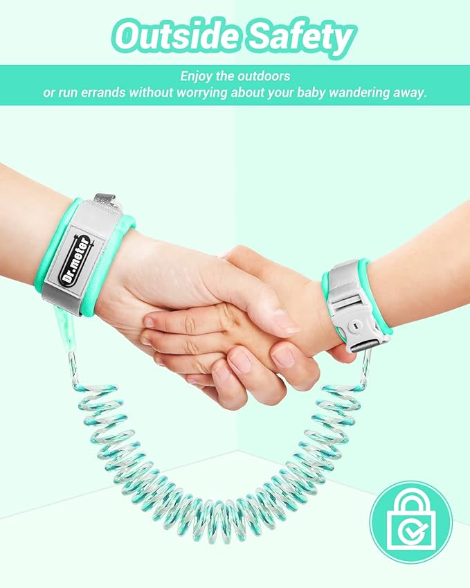 Dr.meter Anti Lost Wrist Link, 2 Pack Toddler Safety Leash with Key Lock, Reflective Child Walking Harness - Dual 8.2ft Length Kids Leash for Supermarket Mall Airport Park Zoo Crowded Places