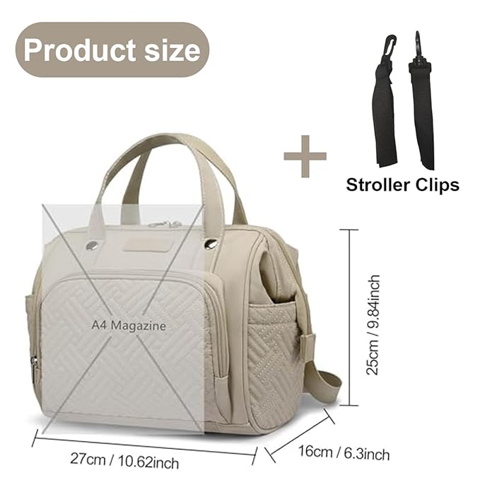 Small Diaper Bag Backpack Diaper Tote Bag, Waterproof Multi-Function Mini Tote Maternity Bags Travel Backpacks with Insulated Pockets for Mom, Apricot