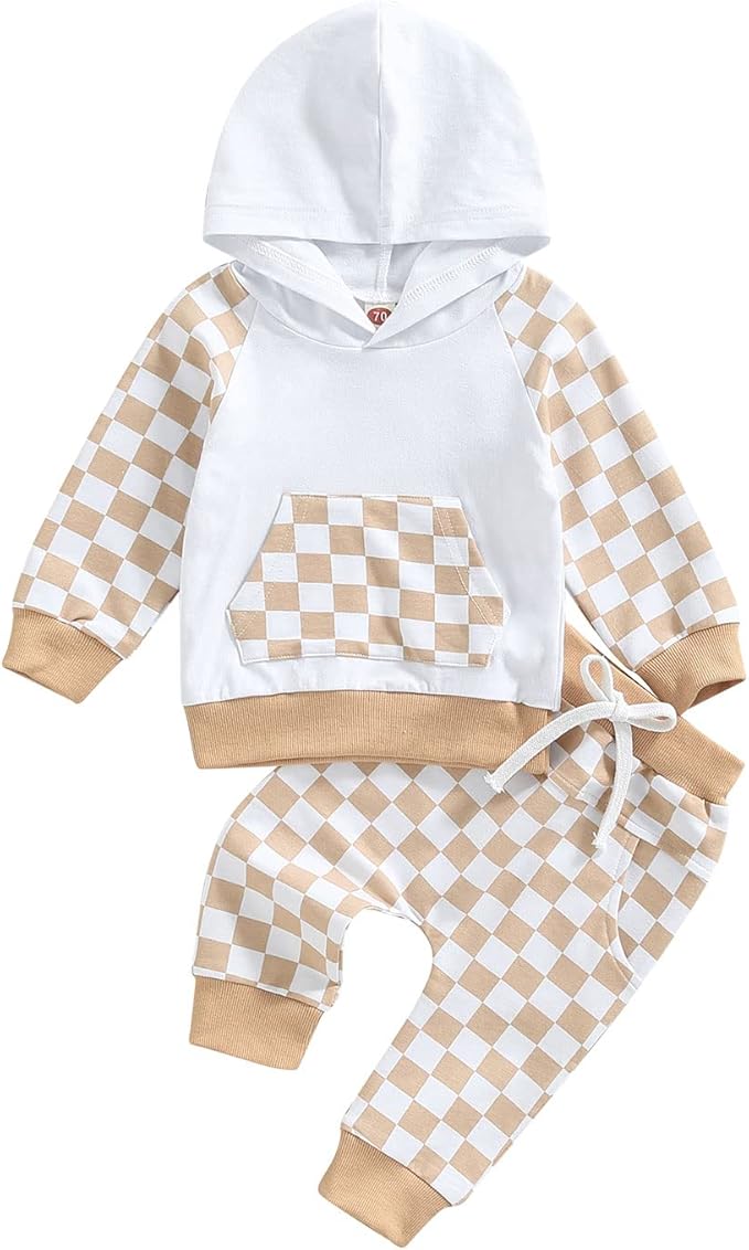 2Pcs Baby Boys Hoodie Tops Pants Set Dinosaur Deer Print Sweatsuit Fall Winter Outfits