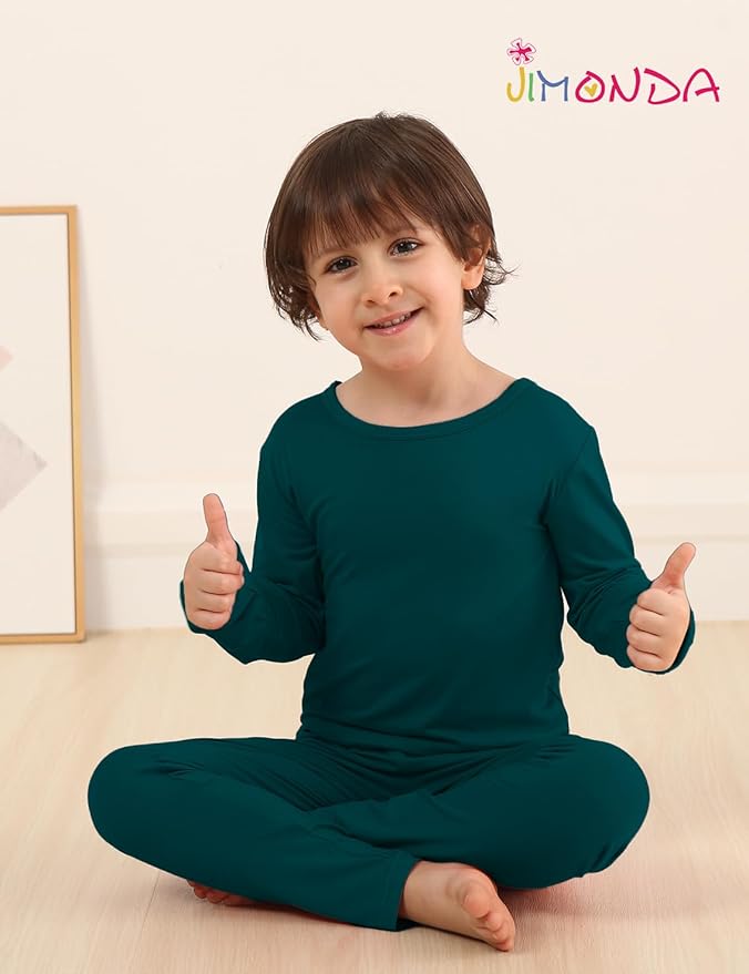 Jimonda Toddler Kids Girls Boys Pajamas Sets Soft Comfy Jammies Tencel Solid Raglan Sleepwear Pajamas Pjs 2pcs Set 18M-8Y