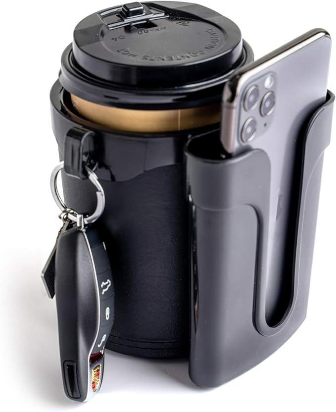 Bike Cup Holder Handlebar with Cell Phone Keys Holder Bicycle Drink Beer Holder Black