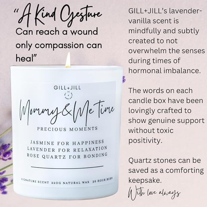 Premium Candle Gifts for New Mom – After Birth Gifts for Women – Postpartum, Baby Shower & Pregnancy Gift for Expecting Mom – Paraffin-Free Natural Soy Wax - Rose Quartz Crystal, Lavender & Jasmine