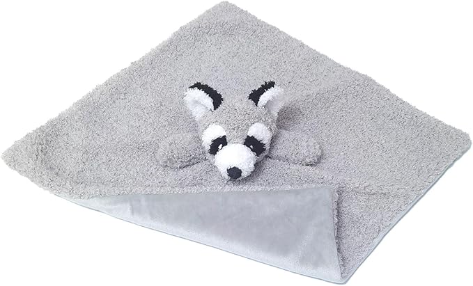 Baby Gray Raccoon Soft Stuffed Animal Security Blanket, Plush Raccoon Character Lovey Blanket, Baby Shower/Nursery Gift, Newborn Infant Toddler Snuggle Blankie for Boys Girls, 18 Inches
