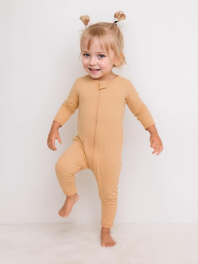 Aablexema Baby Footless Pajamas Rayon 3pcs Unisex Infant Zipper Romper with Mitten Cuffs Sleep Play PJs