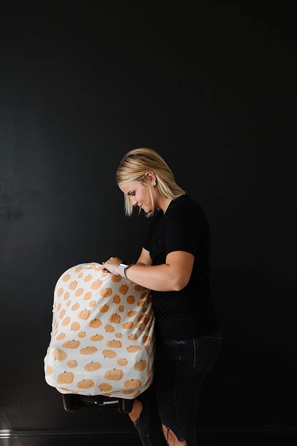 Baby Car Seat Cover Canopy and Nursing Cover Multi-Use Stretchy 5 in 1 Gift "Patch" by Copper Pearl