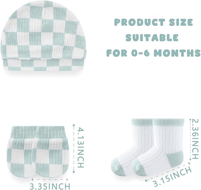 Baby Girls Boys Hats Mittens and Socks Set Cotton Infant Caps Newborn Soft Gloves 0-6 Months