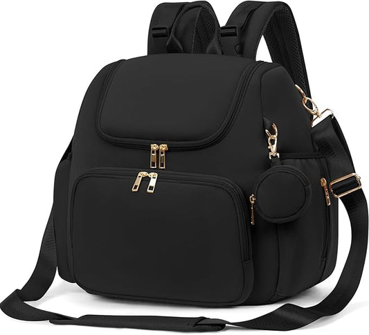 CEI-CEI Neoprene Diaper Bag Backpack Stylish Baby Maternity Bags Travel Tote for Mom with Insulated Pockets, Changing Pad, Stowable Shoulder Strap
