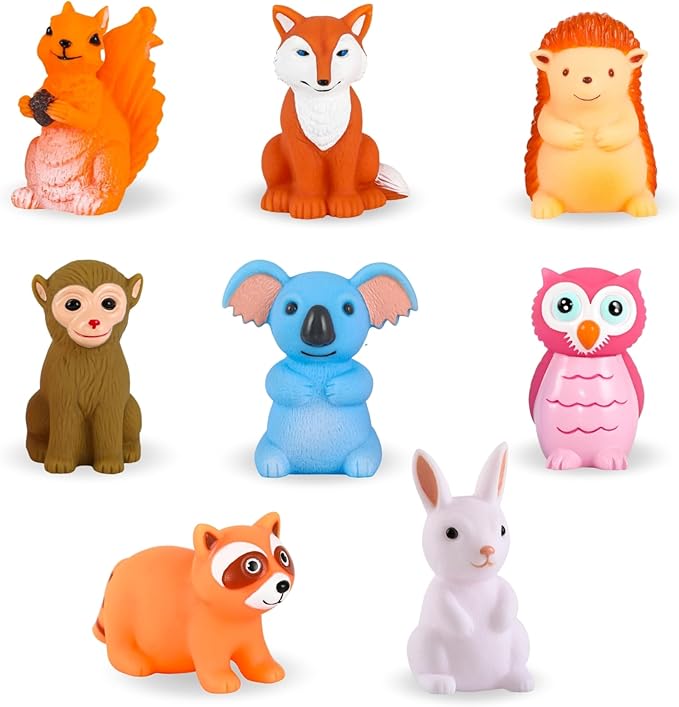 XY-WQ Bath Toys No Hole, for Infants 6-12& Toddlers 1-3, No Hole Bathtub Toys (Animal C, 8 Pcs with Mesh Bag)