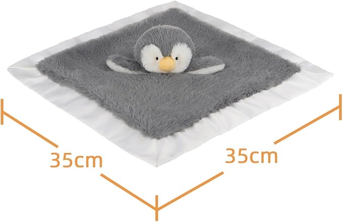 Apricot Lamb Stuffed Animals Soft Security Blanket Gray Penguin Infant Nursery Character Blanket Luxury Snuggler Plush(Gray Penguin, 14 Inches)