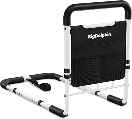 Bed Rails for Elderly Adults Safety - ASTM-Compliant, Adjustable Bed Cane with Non-Slip Ergonomic Handle & Storage Pocket, 2026 Upgrade Bed Railings for Seniors Support 400 LBS, Tool-Free Assembly