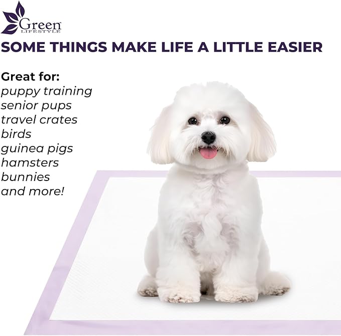 GREEN LIFESTYLE Pee Pads - Super Absorbent & Leak-Proof Pee Pads for Dogs - Puppy Pads - Waterproof Dog Pads, Lavender Scented Dog Training Pads for Cats, Rabbits (Pack of 80 - 22x22)