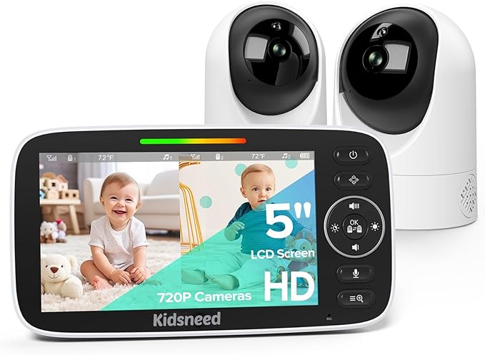 Kidsneed 5" Split Baby Monitor with 2 HD 720P Cameras