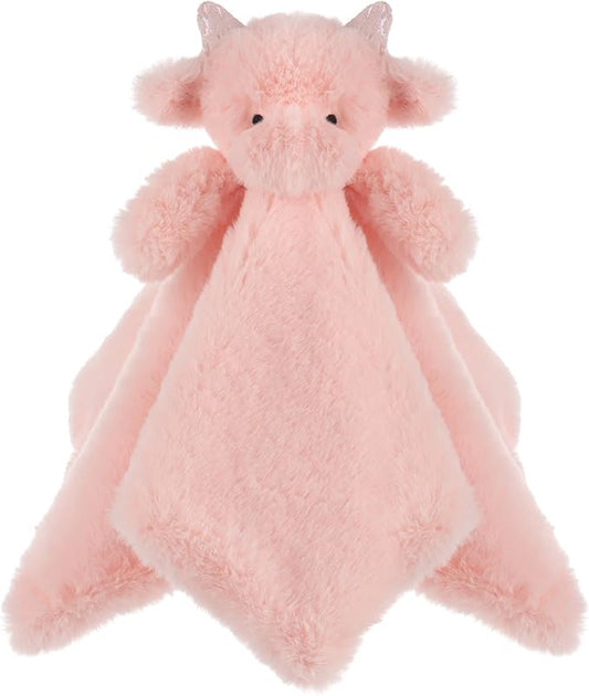 Apricot Lamb Pink Dragon Soft Loveys for Babies, Security Blanket for Baby Boy and Girl, 13.8 Inches for Infant and Toddlers