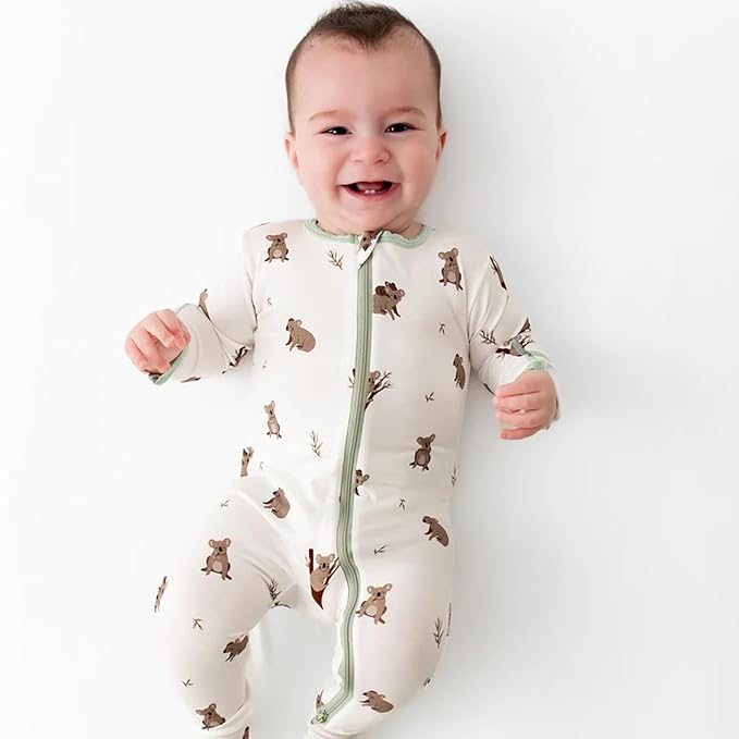 Bamboo Little Soft Baby Footie Pajamas, Baby Clothes, Newborn Sleepers, 95% Viscose and 5% Spandex, 0-24 Months