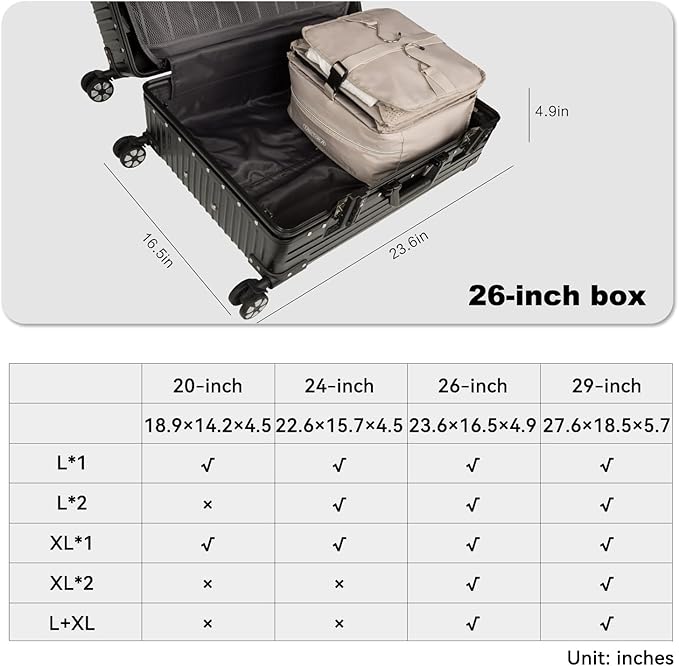 TABITORA Portable Hanging Travel Shelves Bag Packing Cube Organizer Suitcase Storage Large Capacity