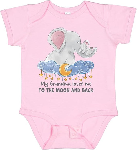 inktastic My Grandma Loves Me To the Moon and Back Elephant Family Baby Bodysuit