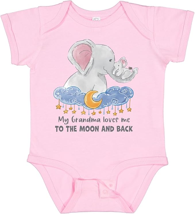 inktastic My Grandma Loves Me To the Moon and Back Elephant Family Baby Bodysuit
