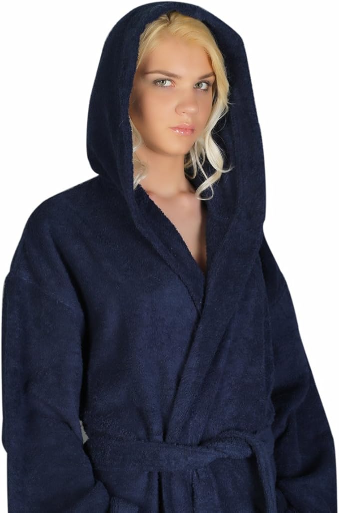 Arus Women's Hooded Classic Bathrobe Turkish Cotton Robe with Full Length Options