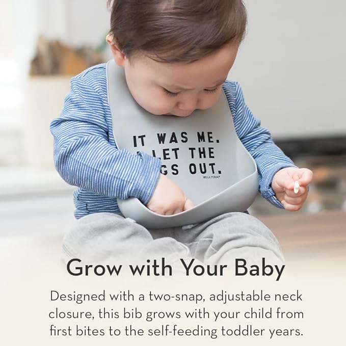 Bella Tunno Baby Bib for Eating, Waterproof Silicone Bib with Large Food Catcher, Adjustable Fit for Babies 4-12 months & Toddlers 1-3 Years, Boys & Girls, Pick Me Up