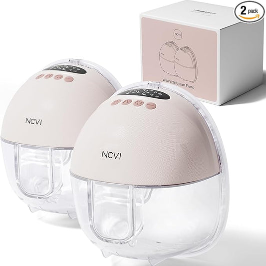 NCVI Hands Free Breast Pump, Wearable Breastfeeding Pump, Portable Rechargeable Milk Pump with LED Display, Low Noise & Discreet
