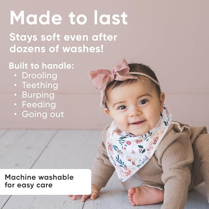 Copper Pearl 4 Pack Soft Cotton Baby Bibs for Drooling and Teething, Absorbent Drool Bibs for Baby Girl and Boy, Adjustable to Fit Newborns to Toddlers, Tons of Styles (Autumn)