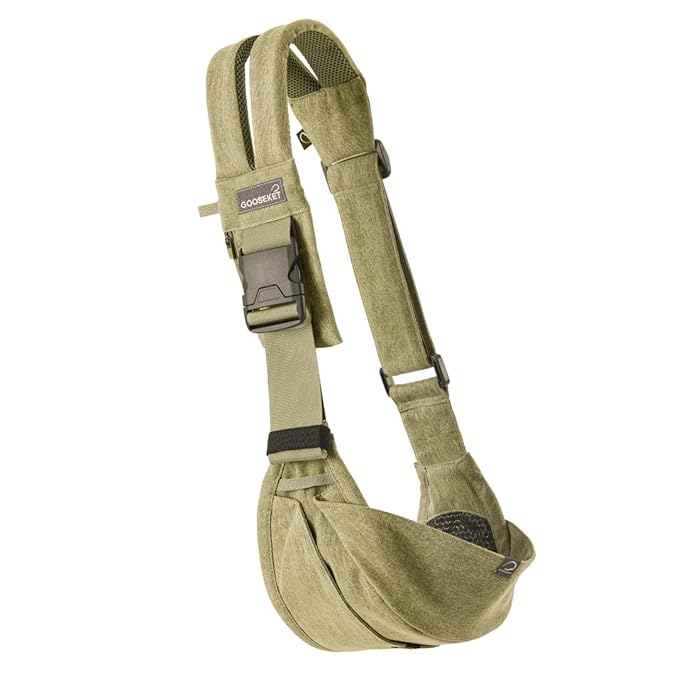 GOOSEKET 365 Toddler Carrier, 100% Cotton, Lightweight, Easy-to-USE, Portable, Suitable from 6-48 Months, Supports UP to 44LBS (Khaki)