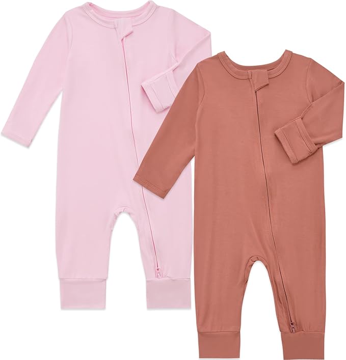 Aablexema Baby Footless Pajamas Rayon 3pcs Unisex Infant Zipper Romper with Mitten Cuffs Sleep Play PJs