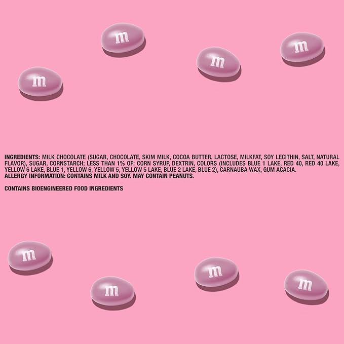 M&M’S Peanut Pink Chocolate Candy - 2lbs of Bulk Candy in Resealable Pack for Candy Buffet, Birthday Parties, Theme Meetings, Candy Bar, Sweet Stuff for DIY Party Favors or Edible Decoration