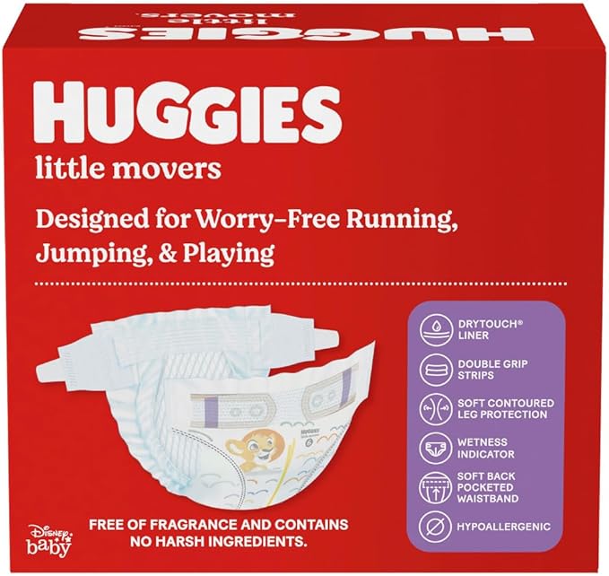 Huggies Size 6 Diapers, Little Movers Baby Diapers, Size 6 (35+ lbs), 50 Count (2 packs of 25), Packaging May Vary