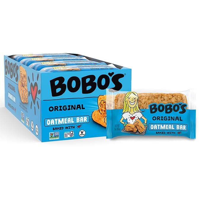 Bobo's Oatmeal Bars, Original, Gluten Free Vegan Whole Grain Oat Bars, Pack of 12