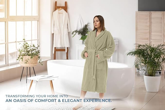 DAN RIVER Premium Cotton Terry Robes for Women and Men, Ultra Soft bathrobe with Adjustable Waist Belt and Pockets Pack of 1