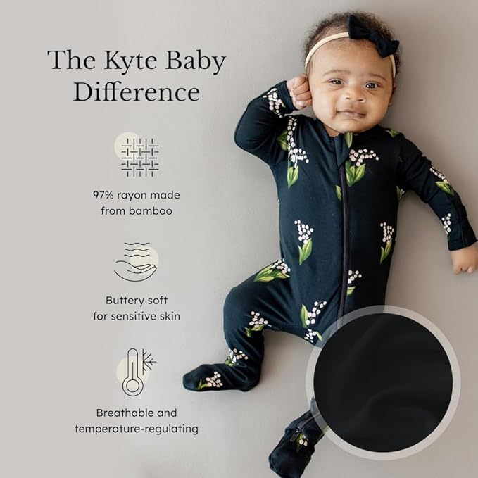 KYTE BABY Unisex Zipper Closure Footies, Rayon Made From Bamboo, 0-24 Months