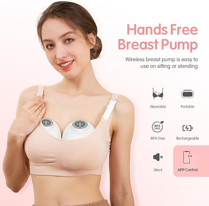 Upgraded APP Control Wearable Breast Pump for E4 (2 Count White)
