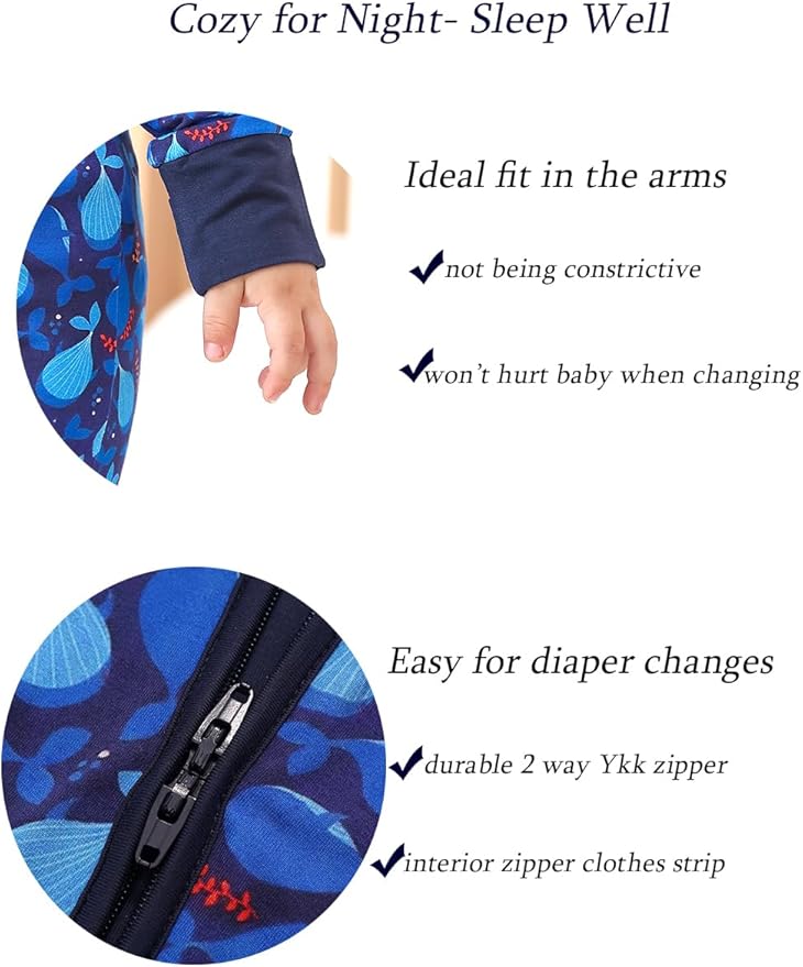 JunNeng Viscose from Bamboo Baby Boy Sleeper with Mitten Cuffs, Footless Soft Zippy Pajamas, Sleep N' Play Romper 0-18 Months