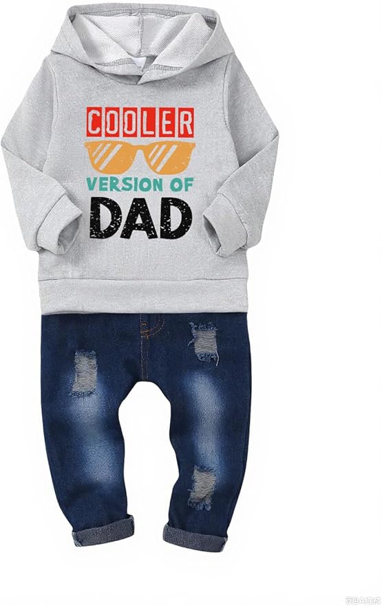 NZRVAWS Baby Boy Clothes Toddler Boy Outfit 2 3 4T 6 12 18 24 Month Fall Winter Hoodie Ripped Jeans Clothing