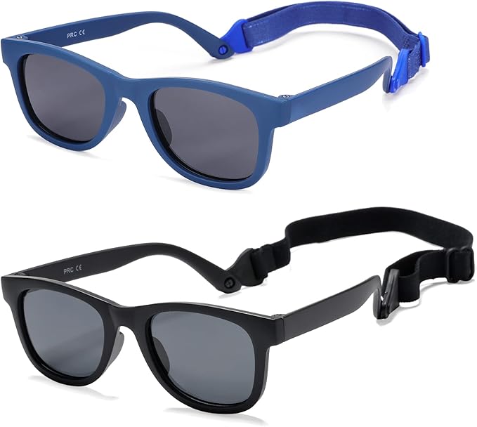 COASION Bendable Flexible Polarized Newborn Baby Sunglasses with Strap for Infant Boys Girls Age 0-12 Months CA8042