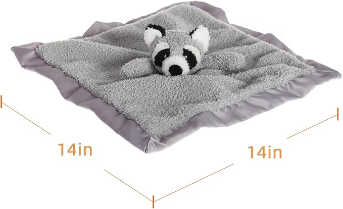 Apricot Lamb Stuffed Animals Raccoon Security Blanket Infant Nursery Character Blanket Luxury Snuggler Plush Baby Lovey(Raccoon)