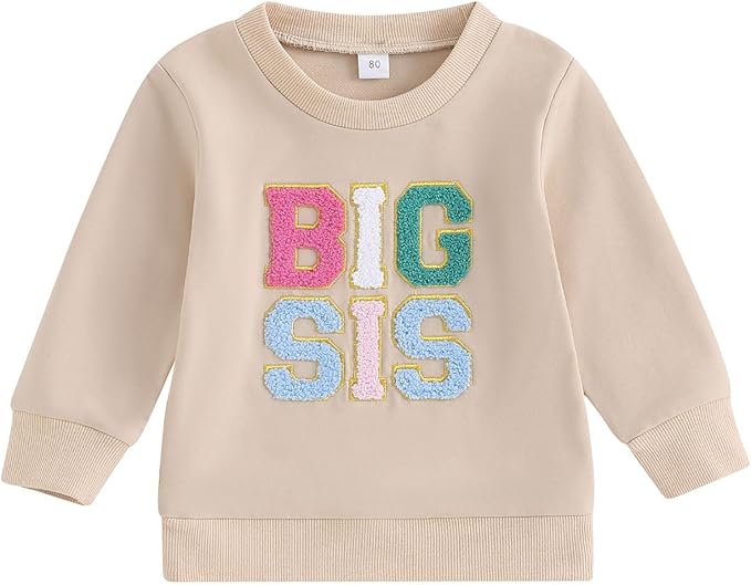 Infant Baby Girl Fall Outfit Sweatshirt Romper Letter Embroidery Jumpsuit Big Lil Sis Matching Newborn Winter Clothes