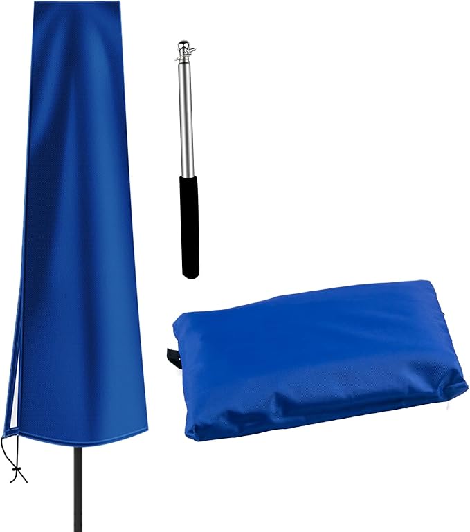 OKPOW Umbrella Covers for Outdoor Umbrellas - Small Patio Umbrella Cover for 6 ft to 9 ft Outdoor Table Umbrella - Waterproof Windproof Anti-UV Garden Parasol Covers, Blue
