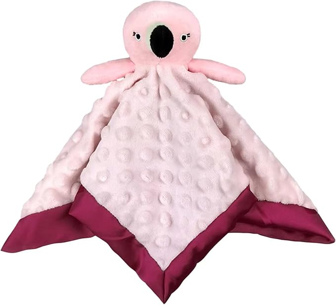 Baby Pink Flamingo Soft Stuffed Animal Security Blanket, Plush Flamingo Character Lovey Blanket, Baby Shower/Nursery Gift, Newborn Infant Toddler Snuggle Blankie for Boys Girls, 13 Inches