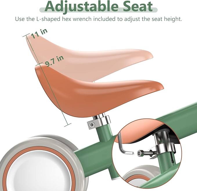 Liberry Baby Balance Bike for 1 Year Old Boys, 4 Wheels Toddler Balance Bike with Adjustable Seat, 12-24 Months Infant's First Birthday Gift (Green)